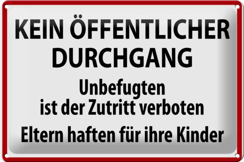 Femer GmbH Metallschild Warnschild 30x20cm Kein Öffentlicher Durchgang, (1 St), gewölbte Oberfläche, abgerundete Ecken, umgeschlagene Kanten von Femer GmbH