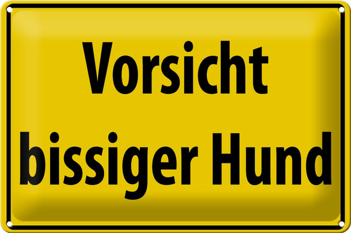 Femer GmbH Metallschild Warnschild 30x20cm Vorsicht bissiger Hund, (1 St), gewölbte Oberfläche, abgerundete Ecken, umgeschlagene Kanten von Femer GmbH