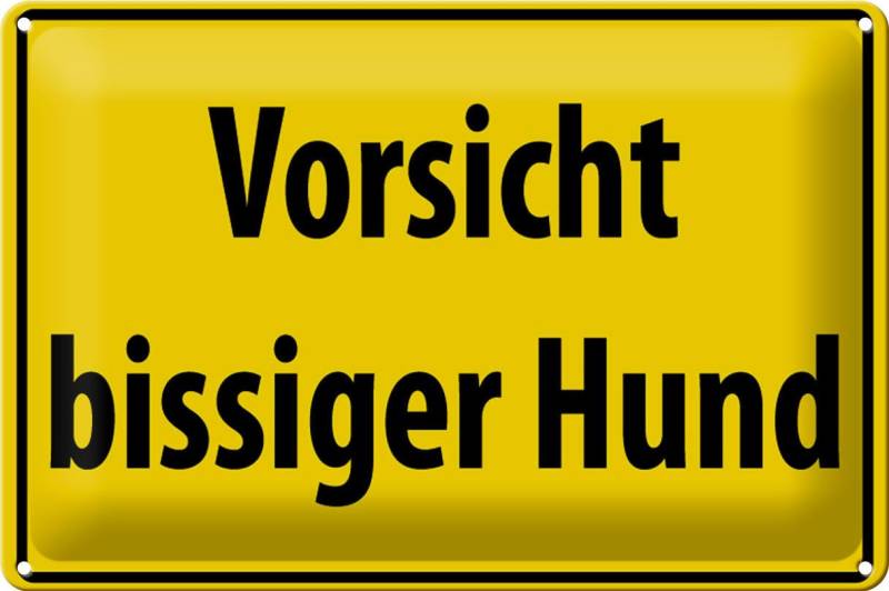 Femer GmbH Metallschild Warnschild 30x20cm Vorsicht bissiger Hund, (1 St), gewölbte Oberfläche, abgerundete Ecken, umgeschlagene Kanten von Femer GmbH
