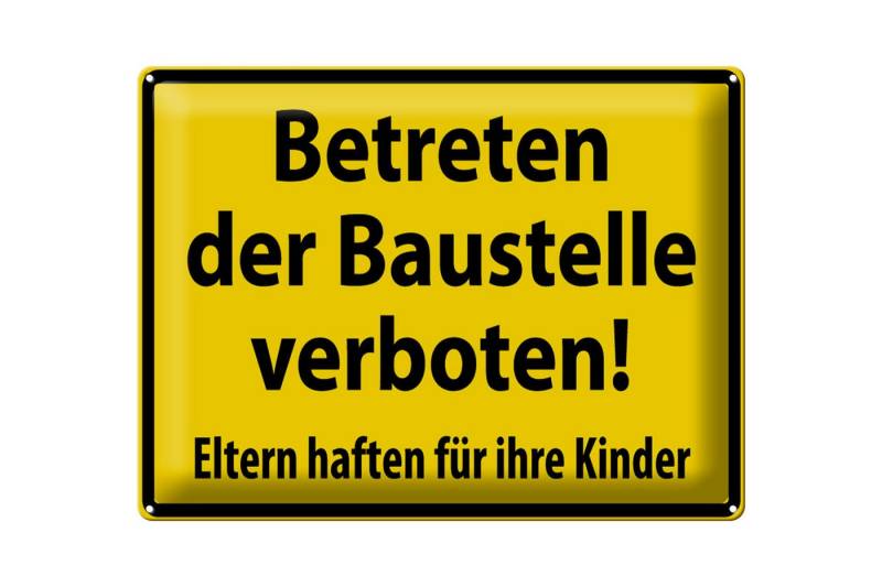 Femer GmbH Metallschild Warnschild 40x30cm Betreten Baustelle verboten, (1 St), gewölbte Oberfläche, abgerundete Ecken, umgeschlagene Kanten von Femer GmbH