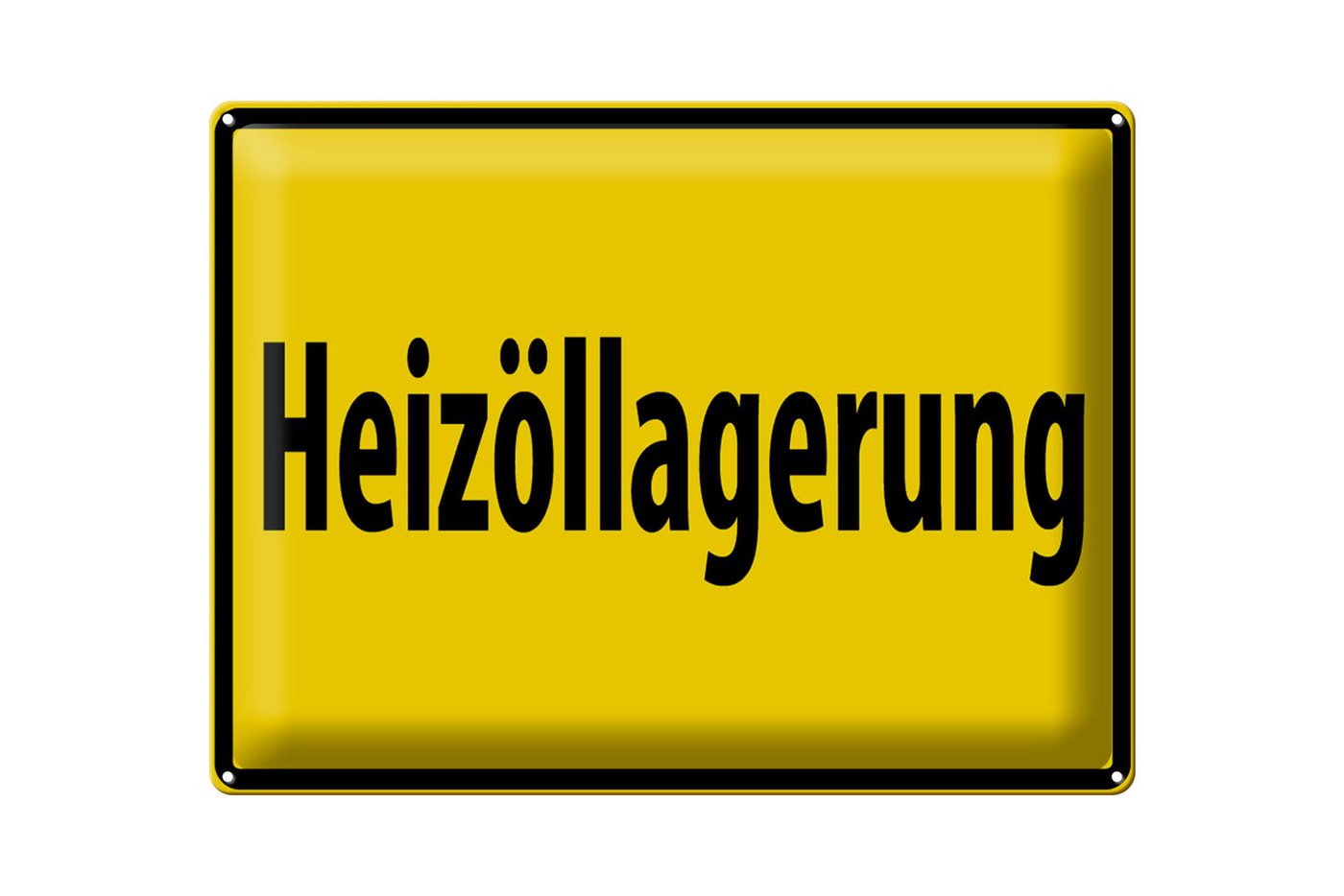 Femer GmbH Metallschild Warnschild 40x30cm Heizöllagerung gelbes, (1 St), gewölbte Oberfläche, abgerundete Ecken, umgeschlagene Kanten von Femer GmbH