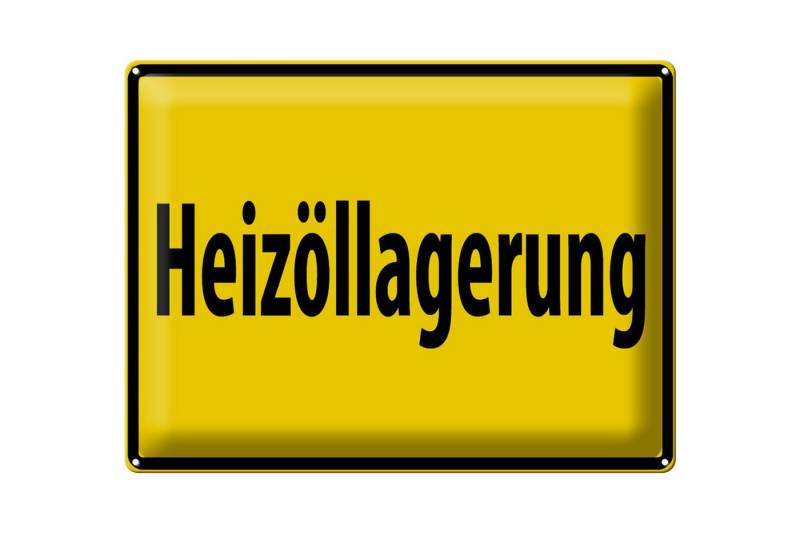 Femer GmbH Metallschild Warnschild 40x30cm Heizöllagerung gelbes, (1 St), gewölbte Oberfläche, abgerundete Ecken, umgeschlagene Kanten von Femer GmbH