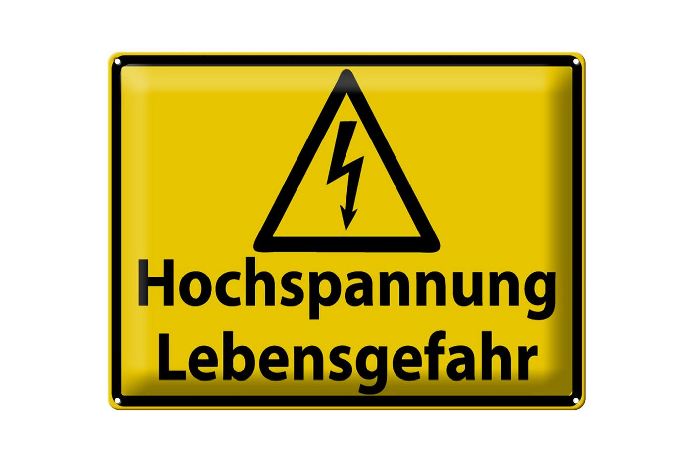 Femer GmbH Metallschild Warnschild 40x30cm Hochspannung Lebensgefahr, (1 St), gewölbte Oberfläche, abgerundete Ecken, umgeschlagene Kanten von Femer GmbH