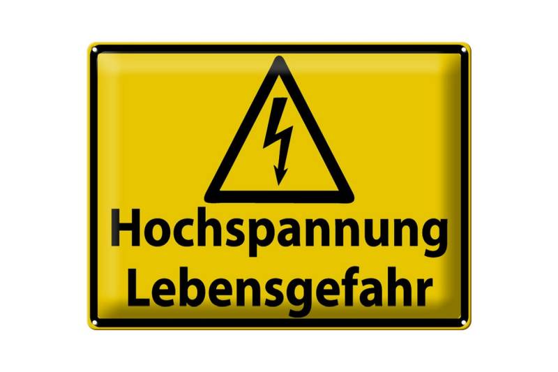 Femer GmbH Metallschild Warnschild 40x30cm Hochspannung Lebensgefahr, (1 St), gewölbte Oberfläche, abgerundete Ecken, umgeschlagene Kanten von Femer GmbH