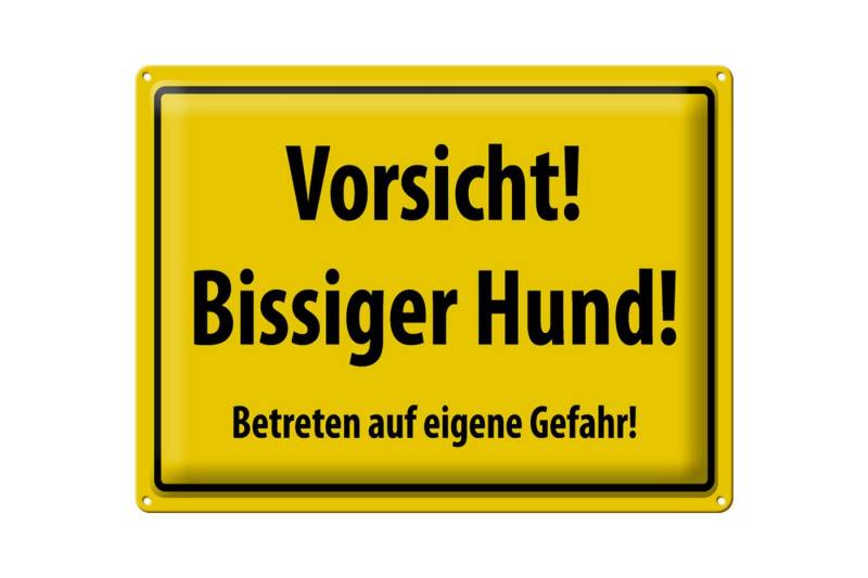Femer GmbH Metallschild Warnschild 40x30cm Vorsicht bissiger Hund, (1 St), gewölbte Oberfläche, abgerundete Ecken, umgeschlagene Kanten von Femer GmbH