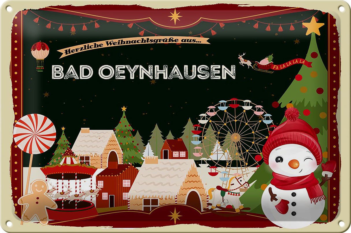 Femer GmbH Metallschild Weihnachten Grüße BAD OEYNHAUSEN 30x20cm, (1 St), gewölbte Oberfläche, abgerundete Ecken, umgeschlagene Kanten von Femer GmbH