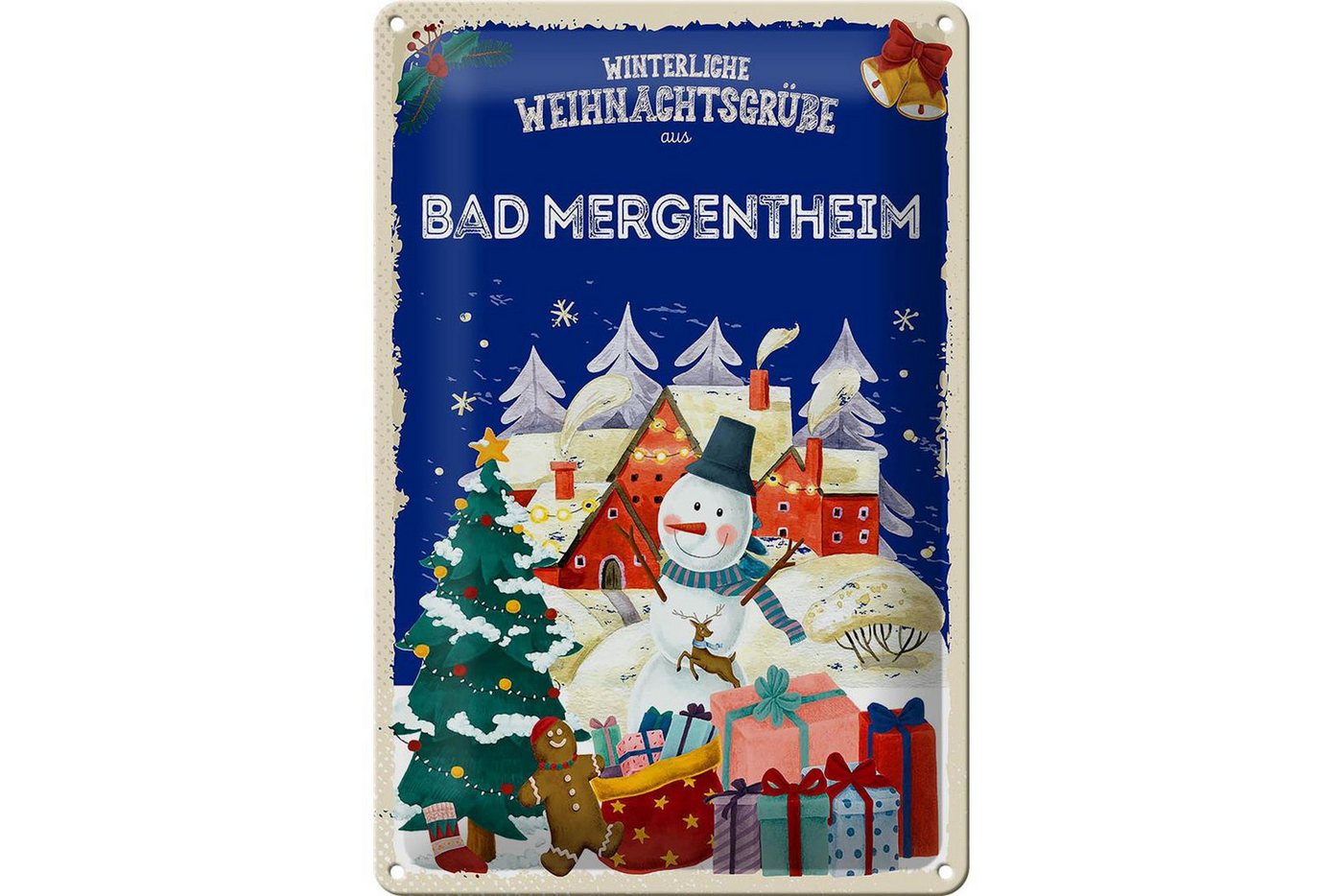 Femer GmbH Metallschild Weihnachtsgrüße aus BAD MERGENTHEIM 20x30cm, (1 St), gewölbte Oberfläche, abgerundete Ecken, umgeschlagene Kanten von Femer GmbH
