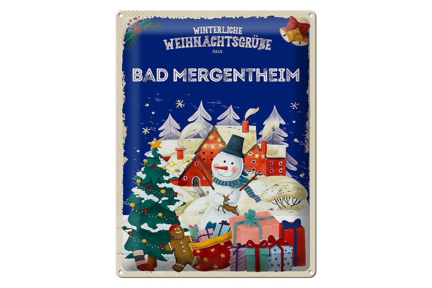 Femer GmbH Metallschild Weihnachtsgrüße aus BAD MÜNSTEREIFEL 30x40cm, (1 St), gewölbte Oberfläche, abgerundete Ecken, umgeschlagene Kanten von Femer GmbH