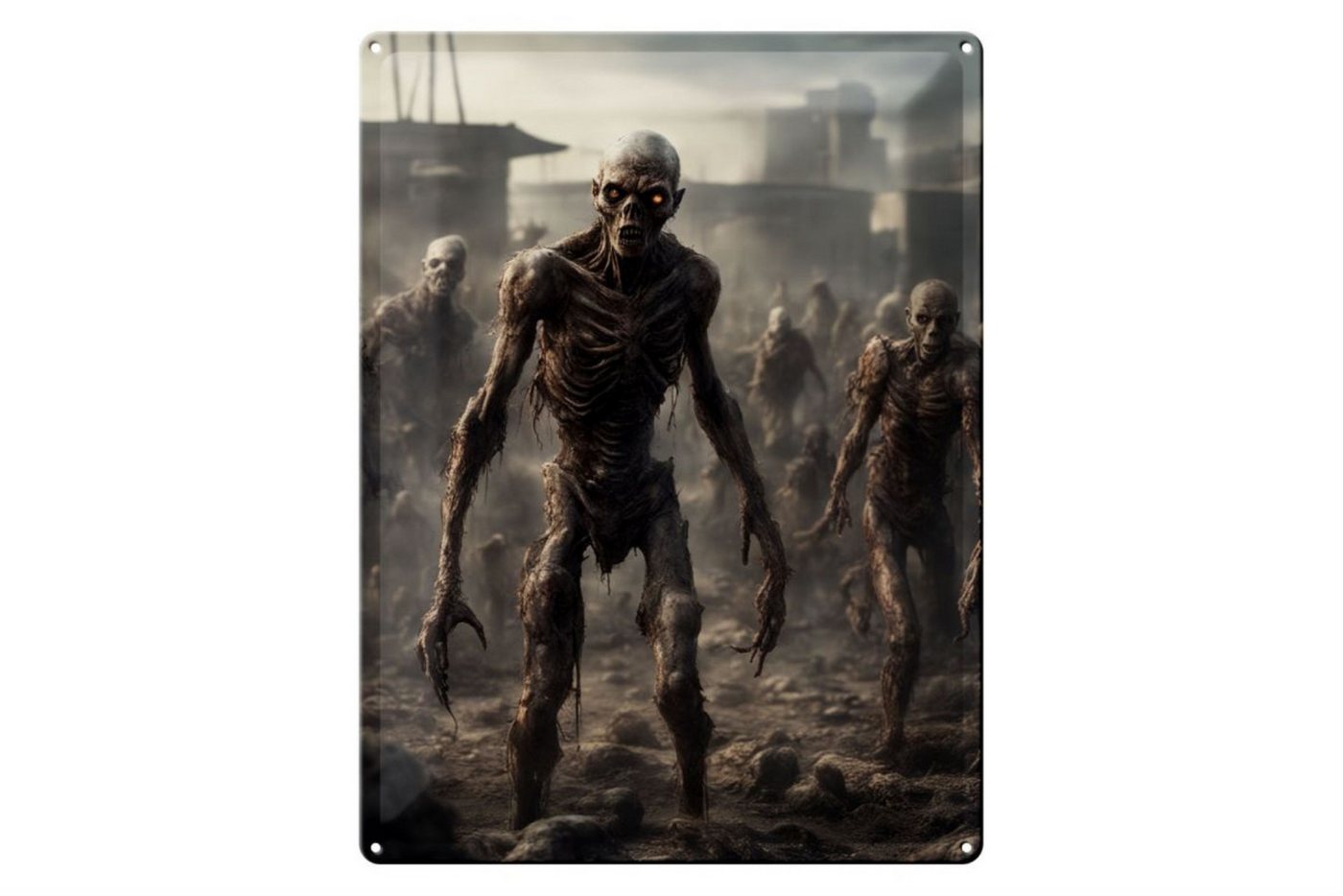 Femer GmbH Metallschild 30x40cm Post Apokalyptische Zombie Horde, (1 St), gewölbte Oberfläche, abgerundete Ecken, umgeschlagene Kanten von Femer GmbH