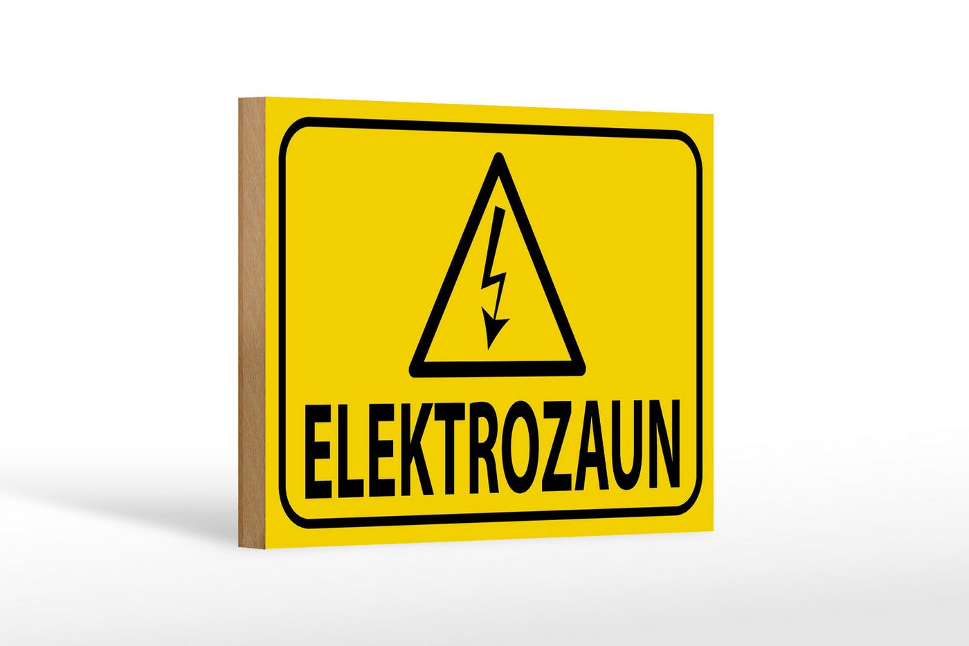 Femer GmbH Holzbild Hinweis 18x12cm Elektrozaun Warnschild Vorsicht, Hinweise und Warnungen (1 St), Glatte Holzfaserplatte (MDF), vorn beschichtet von Femer GmbH