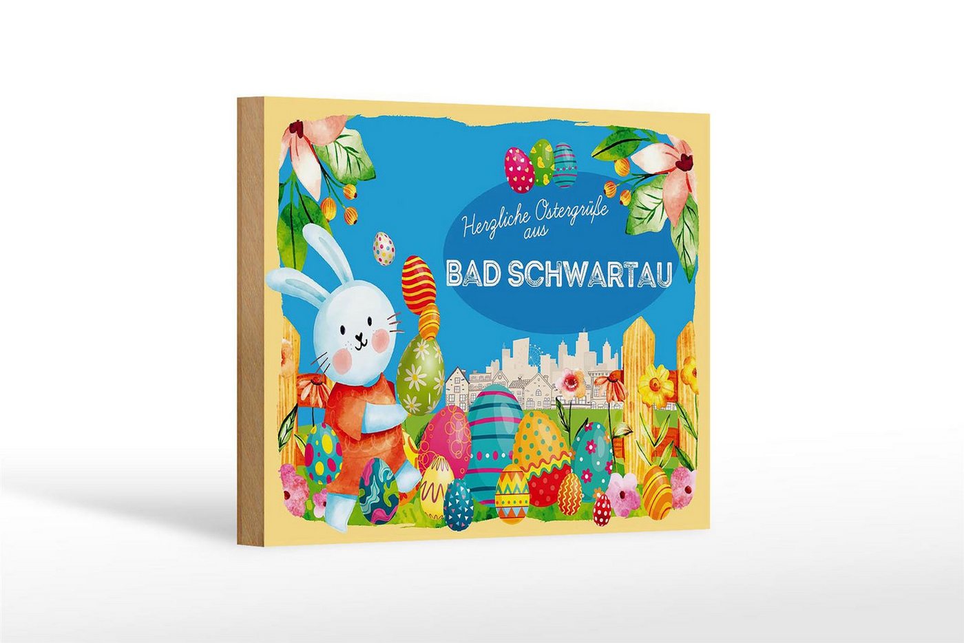 Femer GmbH Holzbild Ostern Ostergrüße 18x12 cm BAD SCHWARTAU, Feste und Feiertage (1 St), Glatte Holzfaserplatte (MDF), vorn beschichtet von Femer GmbH