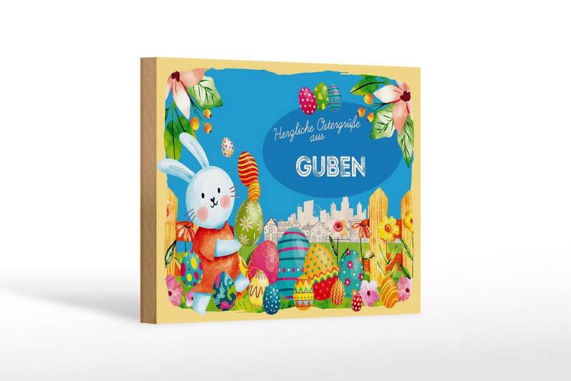 Femer GmbH Holzbild Ostern Ostergrüße 18x12 cm GUBEN, Feste und Feiertage (1 St), Glatte Holzfaserplatte (MDF), vorn beschichtet von Femer GmbH