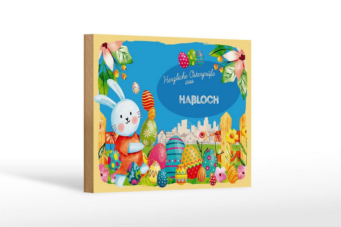 Femer GmbH Holzbild Ostern Ostergrüße 18x12 cm HAßLOCH, Feste und Feiertage (1 St), Glatte Holzfaserplatte (MDF), vorn beschichtet von Femer GmbH