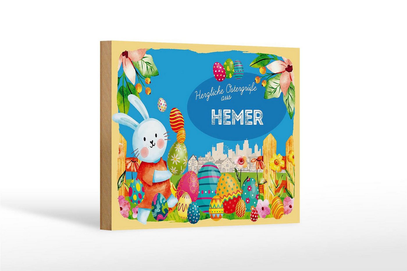 Femer GmbH Holzbild Ostern Ostergrüße 18x12 cm HEMER, Feste und Feiertage (1 St), Glatte Holzfaserplatte (MDF), vorn beschichtet von Femer GmbH