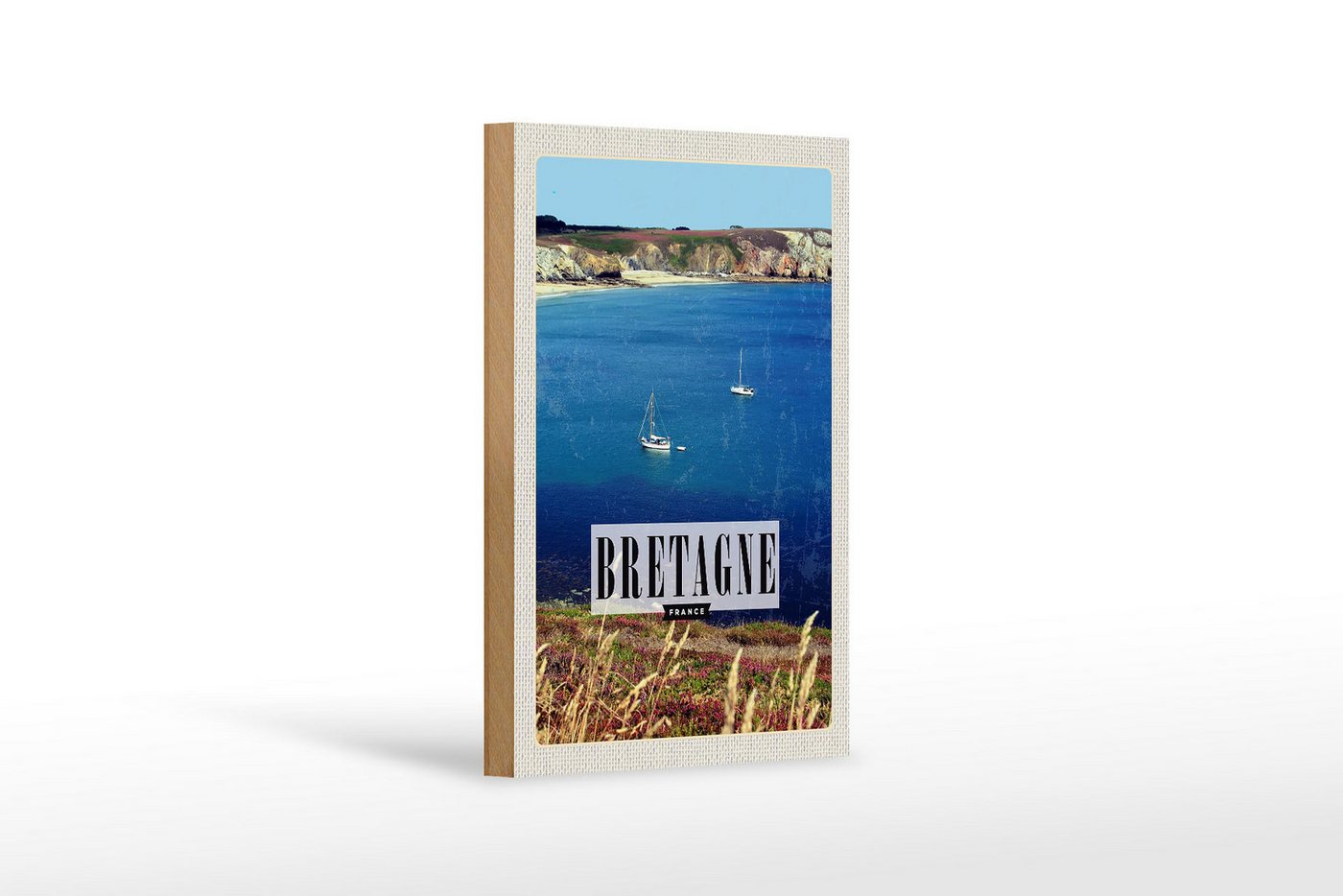 Femer GmbH Holzbild Reise 12x18 cm Bretagne France Urlaub Poster, (1 St), Glatte Holzfaserplatte (MDF), vorn beschichtet von Femer GmbH