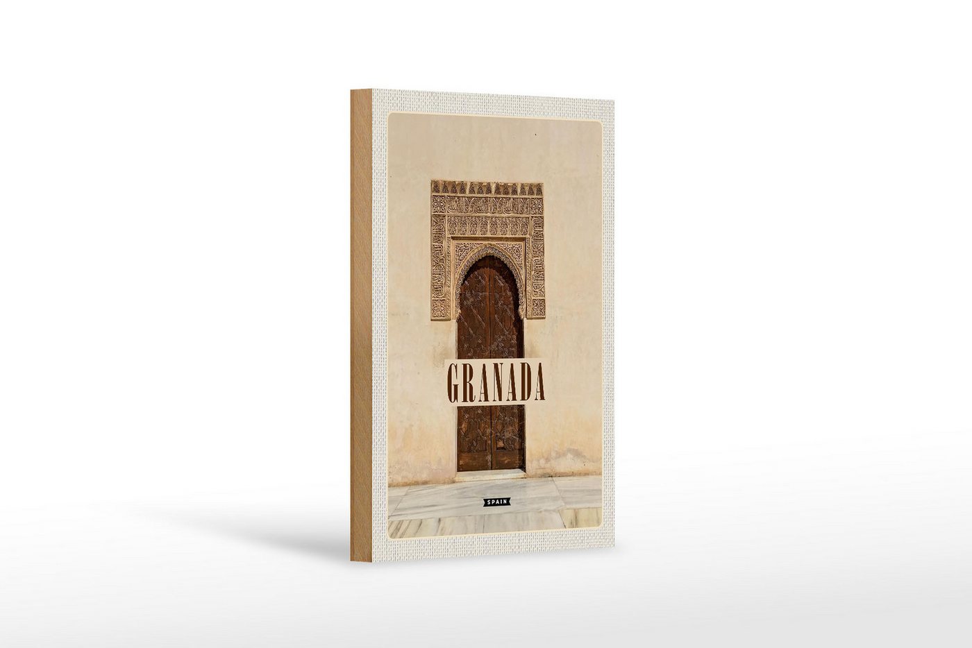 Femer GmbH Holzbild Reise 12x18 cm Granada Spain Tourismus Poster, (1 St), Glatte Holzfaserplatte (MDF), vorn beschichtet von Femer GmbH