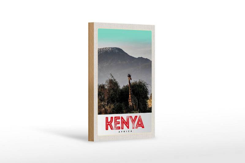 Femer GmbH Holzbild Reise 12x18 cm Kenia Ostafrika Giraffe Wildnis Natur, (1 St), Glatte Holzfaserplatte (MDF), vorn beschichtet von Femer GmbH