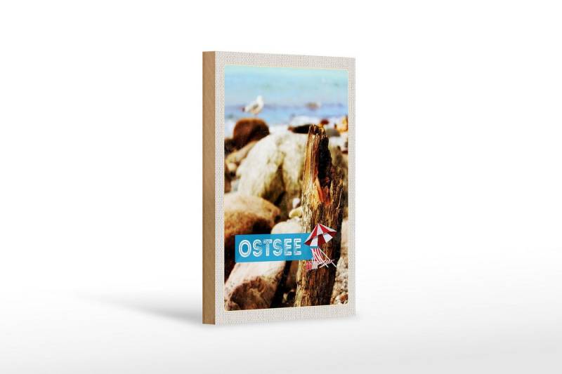 Femer GmbH Holzbild Reise 12x18 cm Ostsee Strand Steine Natur Meer Urlaub, (1 St), Glatte Holzfaserplatte (MDF), vorn beschichtet von Femer GmbH