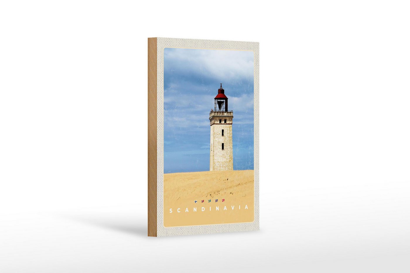 Femer GmbH Holzbild Reise 12x18 cm Skandinavien Turm Natur Urlaub Trip, (1 St), Glatte Holzfaserplatte (MDF), vorn beschichtet von Femer GmbH