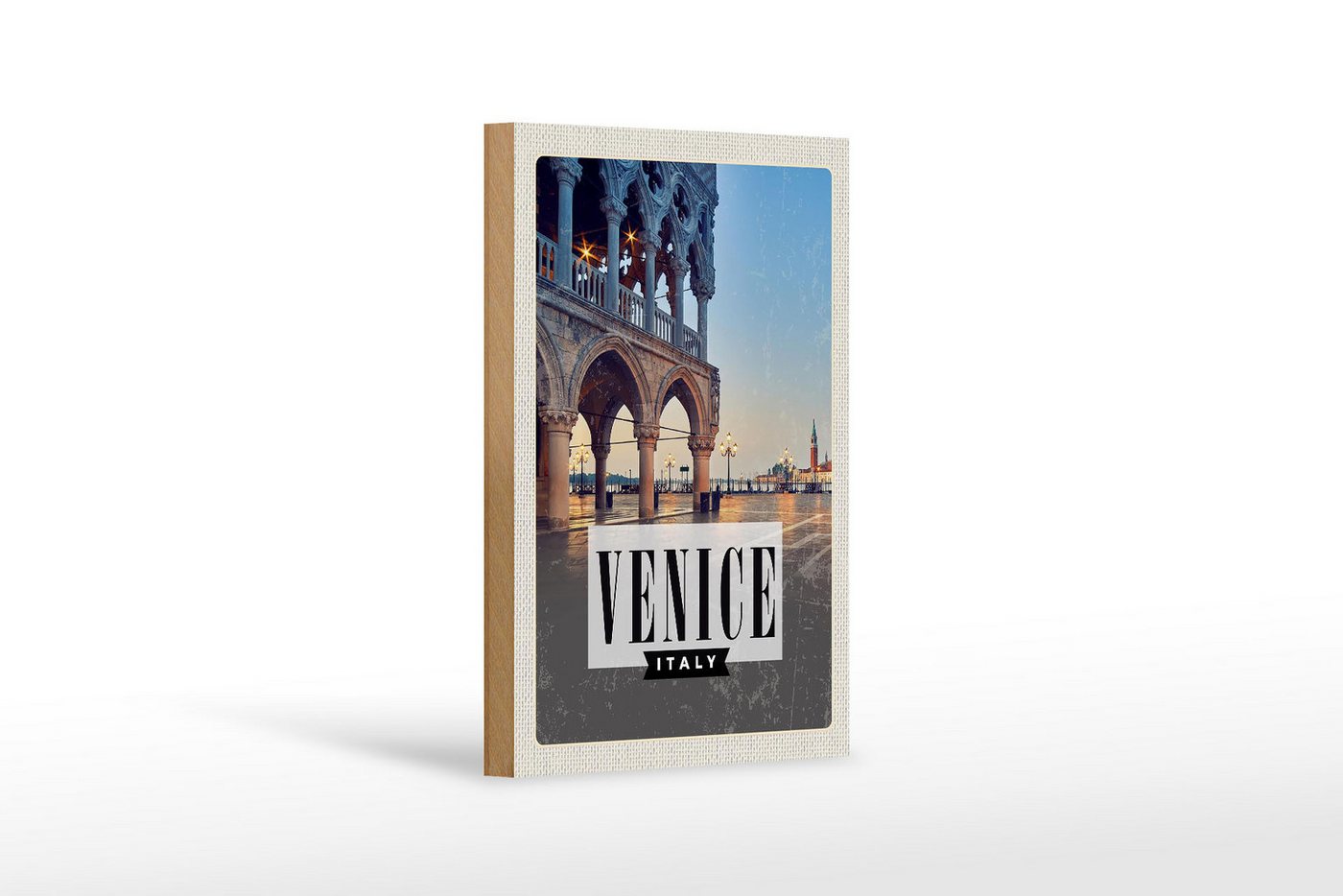 Femer GmbH Holzbild Reise 12x18 cm Venice Venedig Panorama Poster, (1 St), Glatte Holzfaserplatte (MDF), vorn beschichtet von Femer GmbH