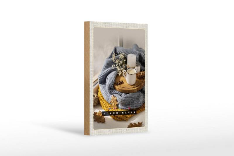Femer GmbH Holzbild Reise 12x18cm Skandinavien Wolle Kaffee Herbst Kerze, (1 St), Glatte Holzfaserplatte (MDF), vorn beschichtet von Femer GmbH
