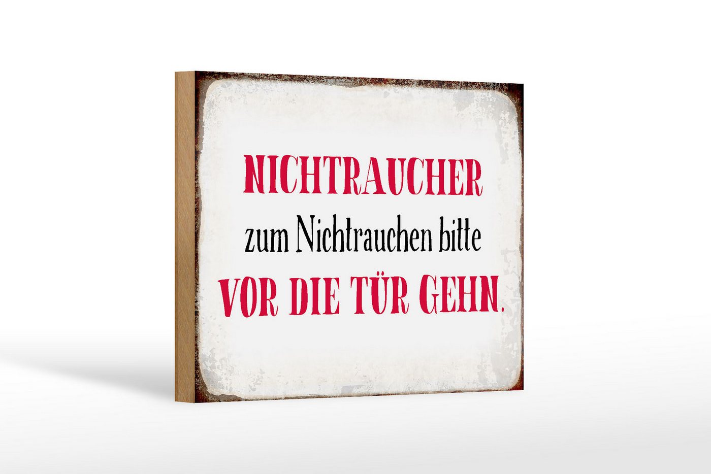 Femer GmbH Holzbild Spruch 18x12 cm Nichtraucher bitte vor die Tür, Sprüche Zitate Lustiges (1 St), Glatte Holzfaserplatte (MDF), vorn beschichtet von Femer GmbH
