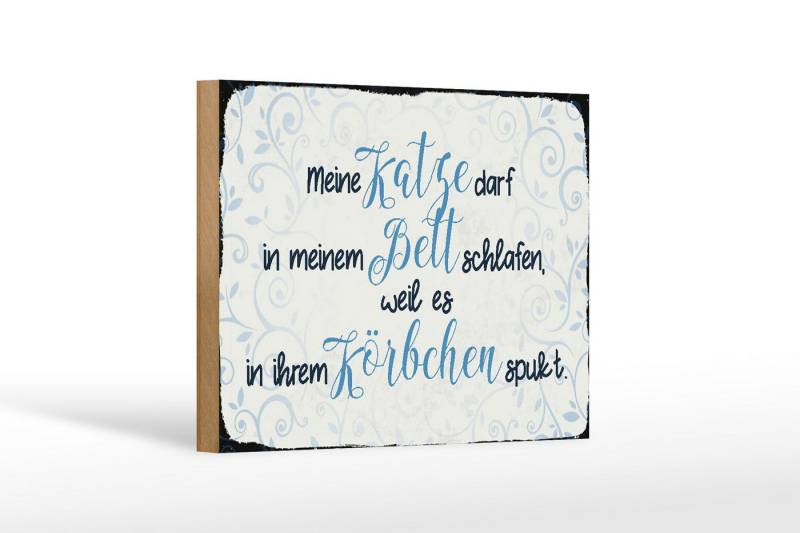 Femer GmbH Holzbild Spruch 18x12 cm meine Katze darf in meinem Bett, Sprüche Zitate Lustiges (1 St), Glatte Holzfaserplatte (MDF), vorn beschichtet von Femer GmbH
