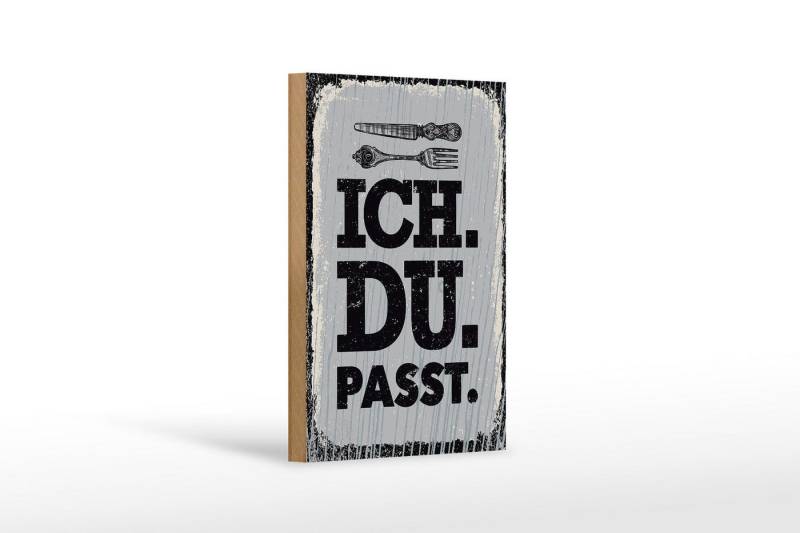 Femer GmbH Holzbild Spruch Ich Du passt Gabel Messer 12x18 cm, Sprüche Zitate Lustiges (1 St), Glatte Holzfaserplatte (MDF), vorn beschichtet von Femer GmbH