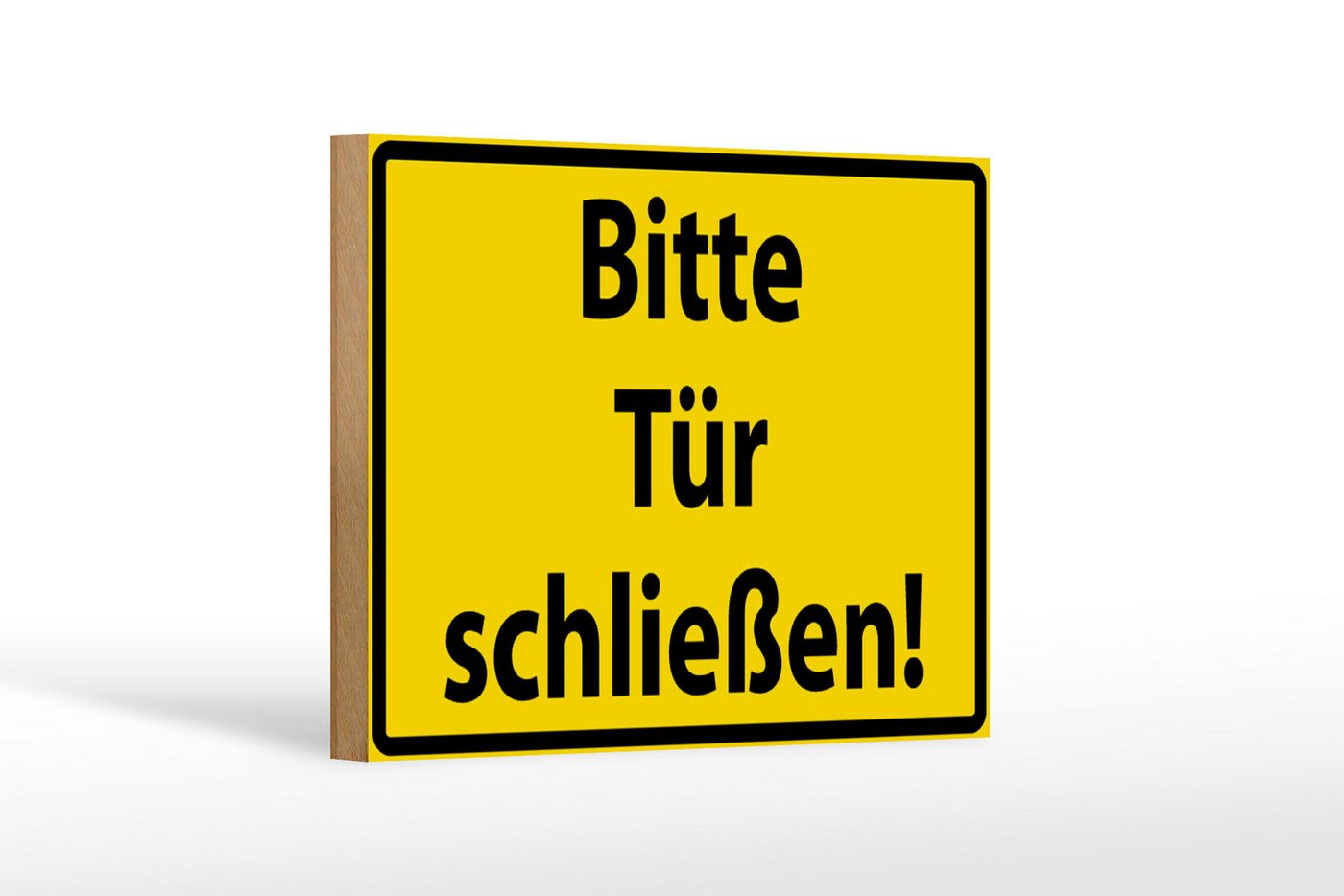 Femer GmbH Holzbild Warnschild 18x12cm Bitte Tür schließen, Hinweise und Warnungen (1 St), Glatte Holzfaserplatte (MDF), vorn beschichtet von Femer GmbH