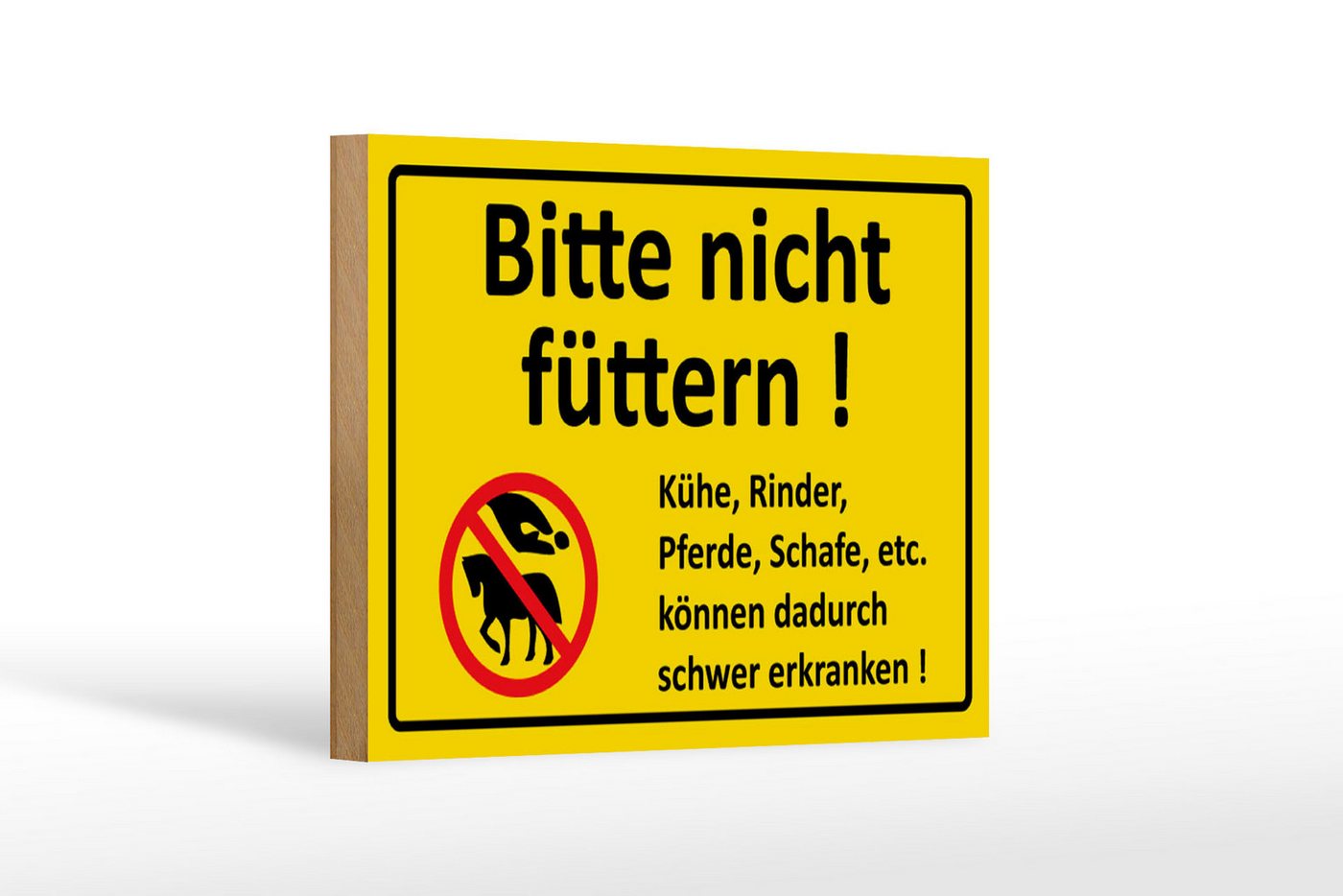 Femer GmbH Holzbild Warnschild 18x12cm Bitte nicht füttern, Hinweise und Warnungen (1 St), Glatte Holzfaserplatte (MDF), vorn beschichtet von Femer GmbH