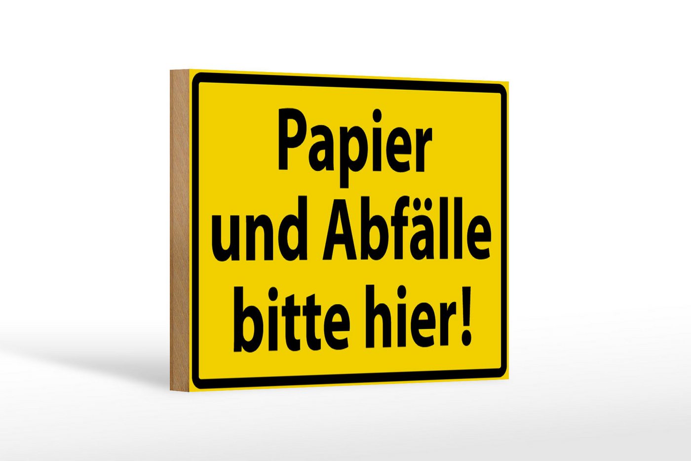 Femer GmbH Holzbild Warnschild 18x12cm Papier Abfälle bitte hier, Hinweise und Warnungen (1 St), Glatte Holzfaserplatte (MDF), vorn beschichtet von Femer GmbH