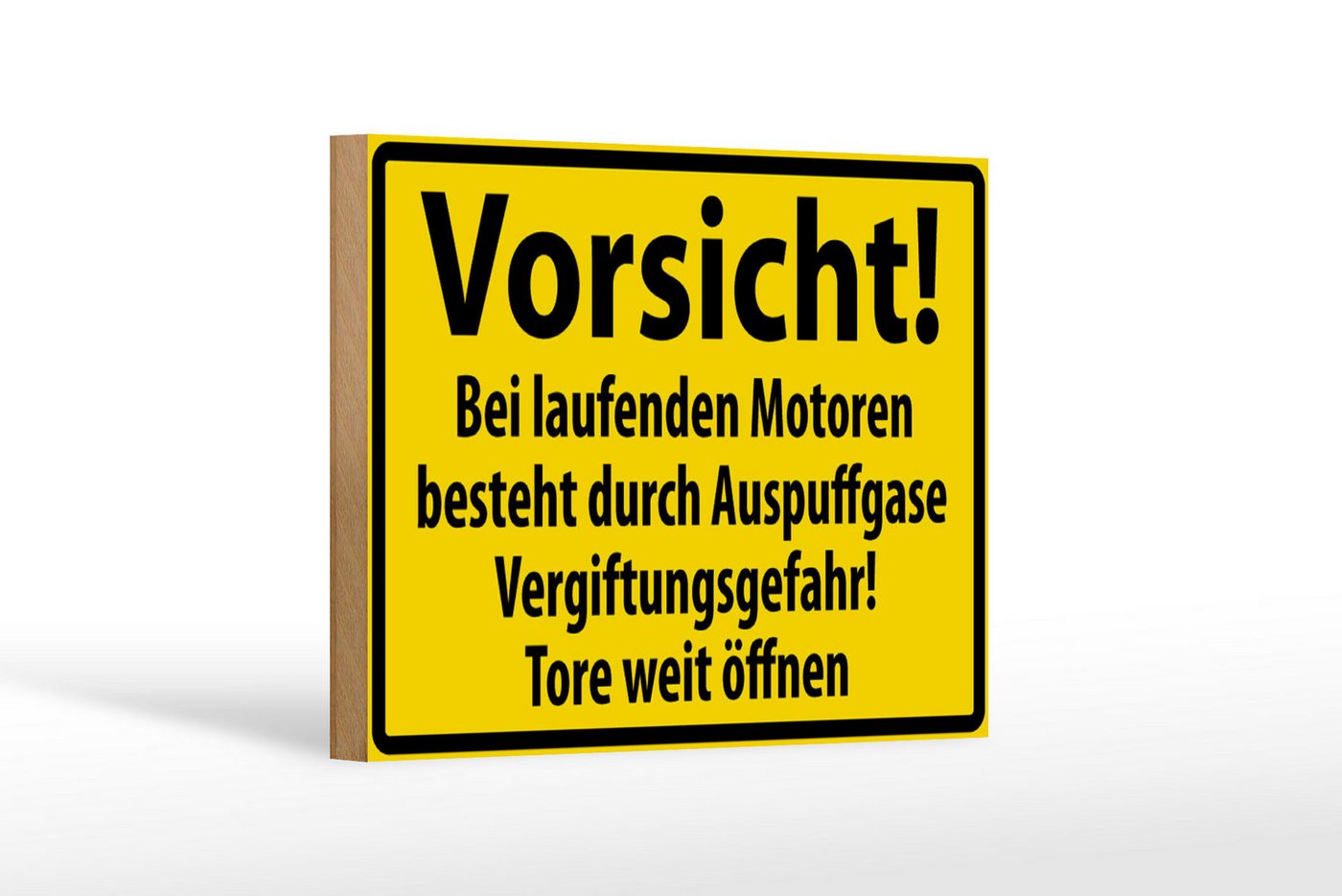 Femer GmbH Holzbild Warnschild 18x12cm Vorsicht Bei laufenden Motoren, (1 St), Glatte Holzfaserplatte (MDF), vorn beschichtet von Femer GmbH