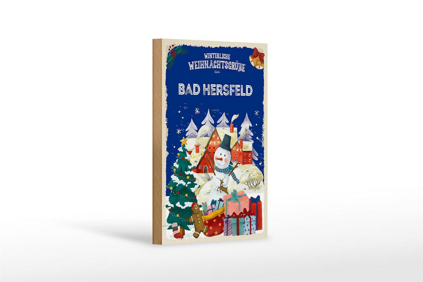 Femer GmbH Holzbild Weihnachtsgrüße aus BAD HERSFELD 12x18 cm, Feste und Feiertage (1 St), Glatte Holzfaserplatte (MDF), vorn beschichtet von Femer GmbH