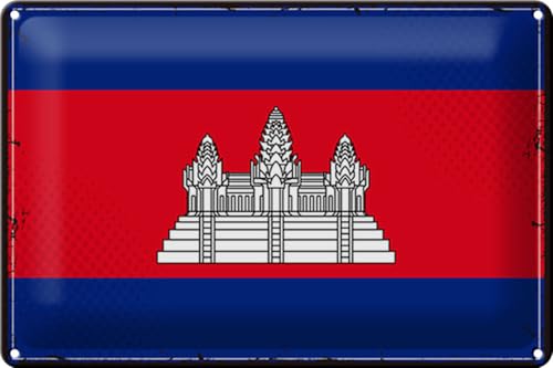 FEMER Blechschild Flagge Kambodscha 30x20cm Retro Flag Cambodia FEMER Blechschild Flagge Kambodscha 30x20cm Retro Flag Cambodia von FEMER