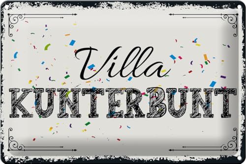 FEMER Blechschild Spruch 30x20cm Villa Kunterbunt von FEMER