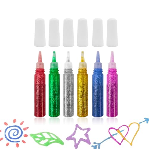 Glitzerstifte, Glitzerkleber für kinder, Glitter Glue, Glitzerstifte Kinder ab 4, Glitzer Kleber Stifte, Glitzer zum Basteln, 6x6ml Stifte in 6 Farben, DIY Kunst & Handwerks, Glitzerstifte Mädchen von Femnow