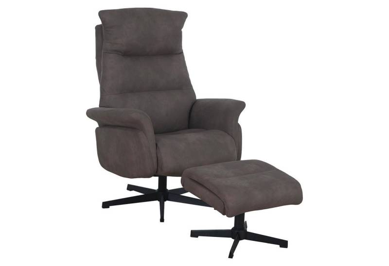 Femo Trade Relaxsessel FM-4206, Grau, Schwarz, Metallgestell, Mikrofaser, inkl. Hocker, Drehbar, Relaxfunktion, B 86 x H 113 x T 88 cm von Femo Trade