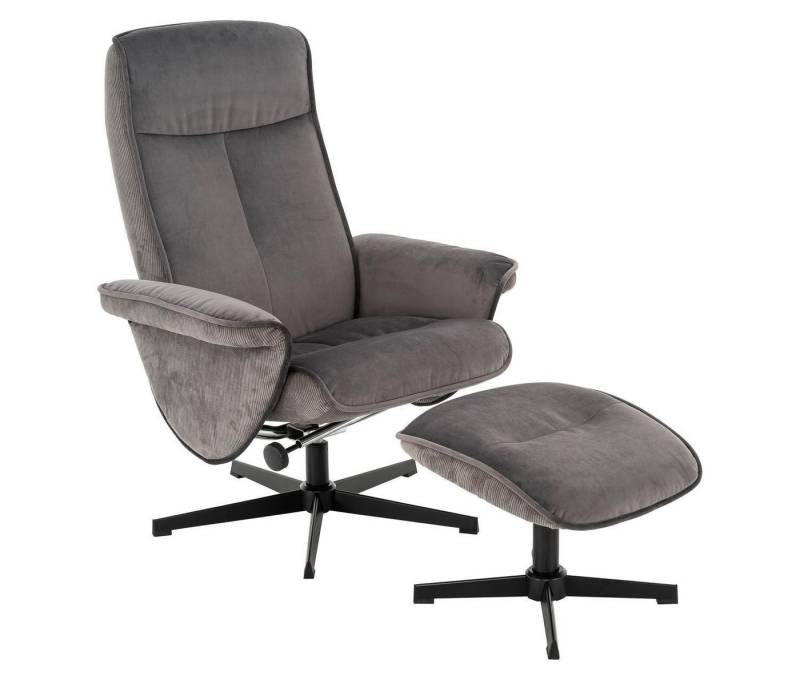 Femo Trade Relaxsessel mit Hocker DAVID, Dunkelgrau, Schwarz, Cordbezug, Metallgestell, mit manueller Relaxfunktion von Femo Trade