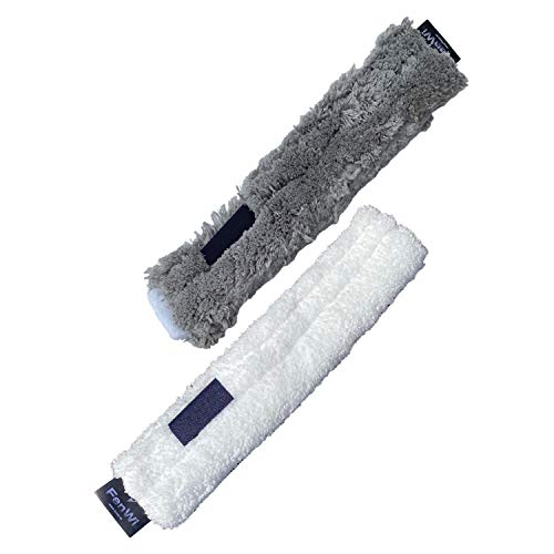 FenWi Ersatz-Wischbezug für FenWi Profi-Kombi-Fensterwischer FW-KWE-25 und 25cm Einwascher im 2er-Set, Putzrolle (25/30cm) / 100% Polyester (Mikrofaser) von FenWi