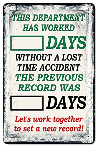 Since Last Incident Schild Days Without Accident Schild Day Counter Signs Metal Signs Funny Yard Sign Outdoor Warnschilder Blechschild Poster 20,3 x 30,5 cm von Fenarenes