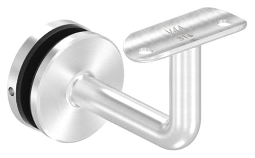 FeNau - Handlaufhalter zum Befestigen an Glas (8,00-21,52mm) Handlauf-Anschlussplatte für Rohr 42,4mm, Bügel 14mm, empfohlende Glasbohrung: 20mm, Wandabstand 77mm, Material: V4A, für Innen & Außen von Fenau