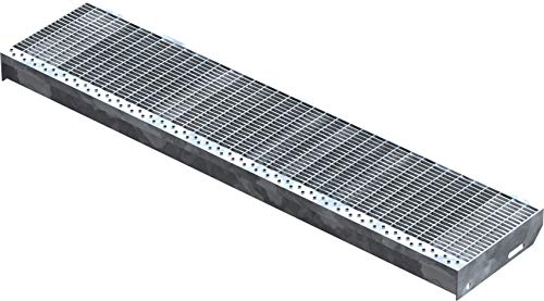 Fenau – 1200 x 270 mm - Gitterrost-Stufe (R11) XSL, MW: 30/10 mm, verzinkt, Stahl-Treppenstufe nach DIN-Norm, Fluchttreppen geeignet, Anti-Rutsch-Wirkung von Fenau