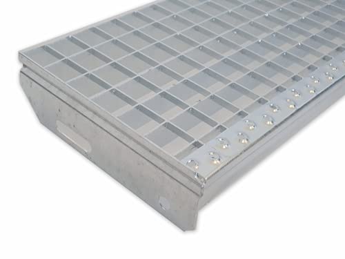 Gitterroststufe Treppenstufe - 1000x240 mm 30/30 mm - S235JR (St37-2), im Vollbad Feuer-verzinkt von Fenau