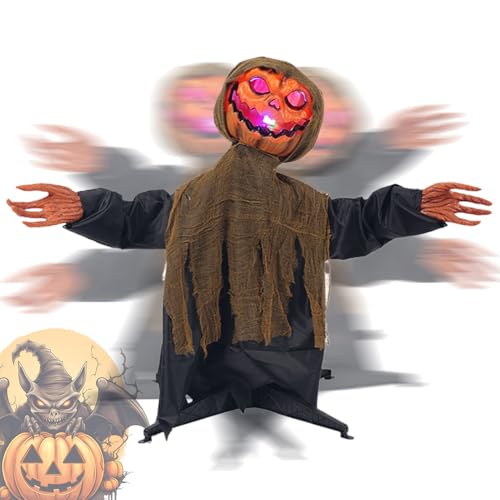 Fenayuu Animatronische Halloween Dekoration - Kürbisgeist Garten-Dekoration | Mit Licht Und Sound Schwingende Gruseldekoration Für Garten Terrasse Vorgarten Wege Hinterhof von Fenayuu