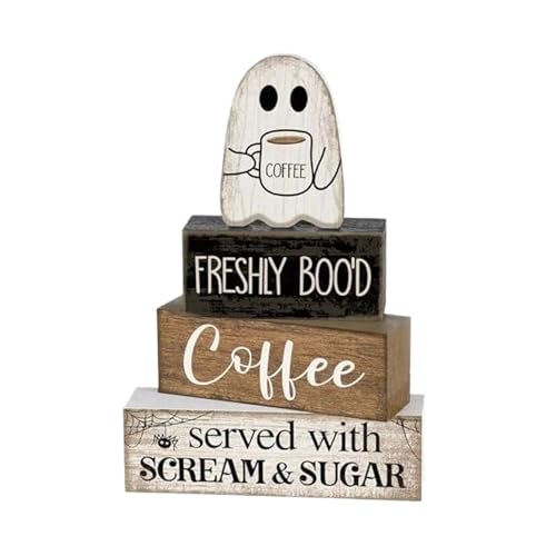 Fenayuu Holzschild, Halloween Mit -Motiven, Dekoratives Bauernhof-Block Für Küche Wohnzimmer von Fenayuu