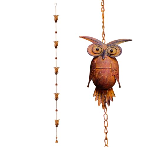 Fenayuu Regenkette - 2,Verstellbarer Eulen Regenwasserfänger,Gartendekoration für Büros Eingangsbereich Nachttisch Außengarten Outdoor Badezimmer von Fenayuu