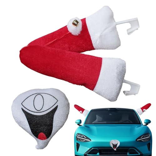 Fenayuu Weihnachtsauto Deko | Weihnachts Plüsch Dekorationen für Auto | Festliche Accessoires Mit Gesicht Für Büro Wohnzimmer Fenster Party von Fenayuu