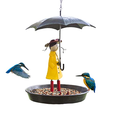 Fencelly Futterstation für Wildvögel, Plattform für den Außenbereich, Regenschirm, hängende Vogeltränke, um mehr Wildvögel anzulocken, für Garten, Hof, Dekoration von Fencelly