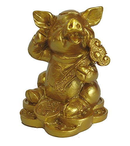 Feng Shui Import Goldenes Schwein hält RuYi für chinesisches Mondjahr. von Feng Shui Import