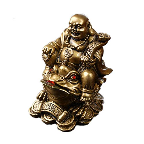 Feng Shui Polyresin Buddha Sitzen auf Geld Frosch (DREI Beinig Kröte) Statue Home Office Dekor - Bronze von Feng Shui